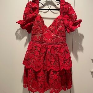 Self Portrait Fuchsia Flower Lace Mini Dress 10